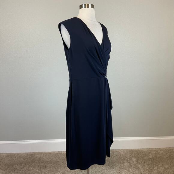 Ralph Lauren Embellished Sleeveless Sheath Cocktail Dress Navy Blue Size 10 - Picture 3 of 14